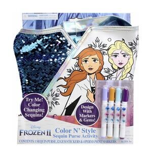 Brand New Frozen 2 Anna & Elsa Color N Style Sequin Purse Activity Super Cute!